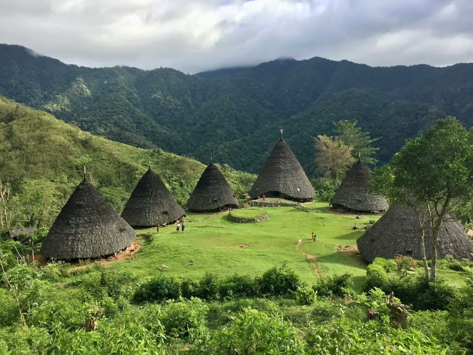 The cone-shaped houses of Wae Rebo village in the mountains